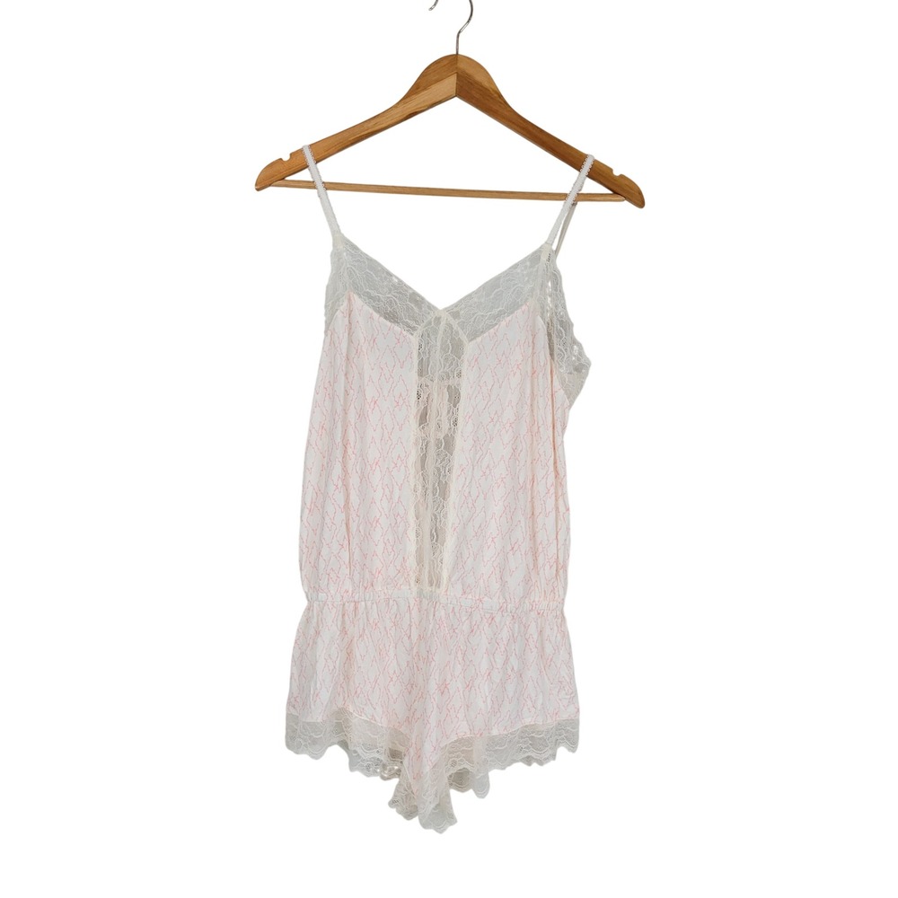 NEW Eberjey Sweetheart Dreamer Teddy Pink White Size Small Sleep Romper